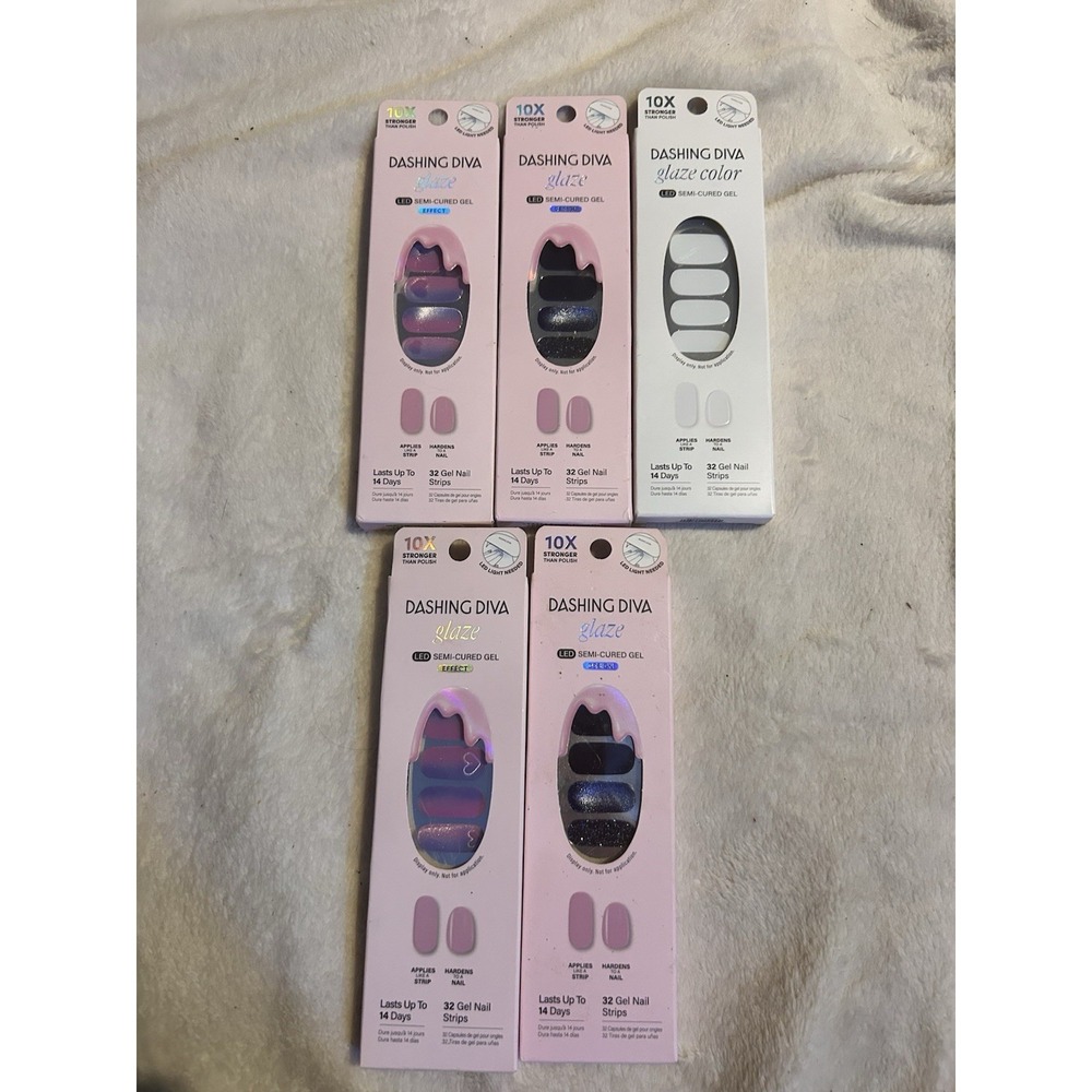 Five Dashing Diva Glaze Gel! New! LED Semi Cured Gel! Five Packs!